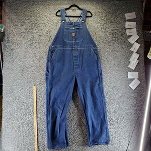 Red Kap Jeans Mens Size 46x32 Blue Denim Adjustable Bib Overalls